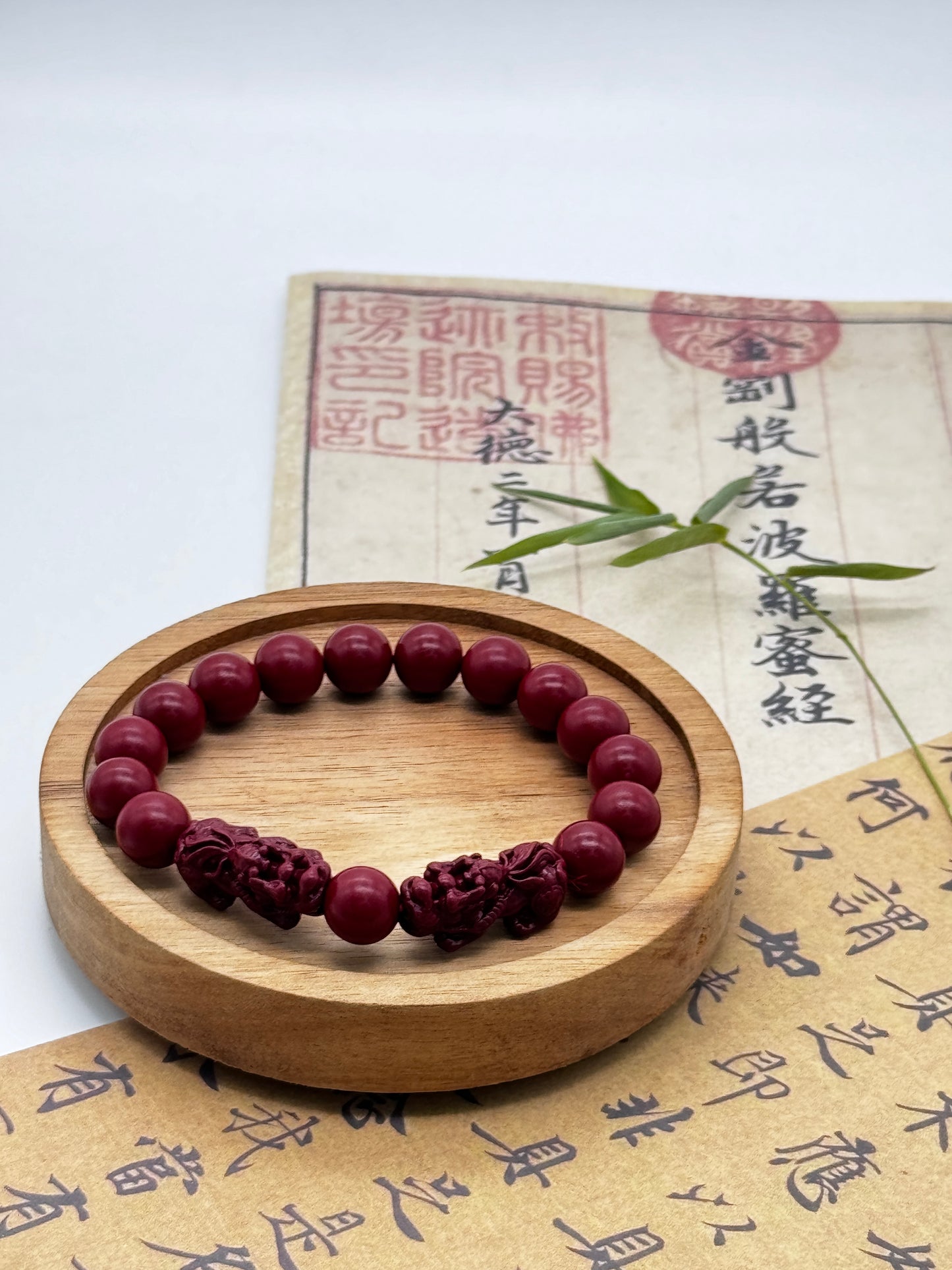 Feng Shui Cinnabar Bead Bracelet –  Natural Mercury Crystal, Lucky Wealth Protection, Hand String, Pixiu Carved Vintage Bangles | KwangYin