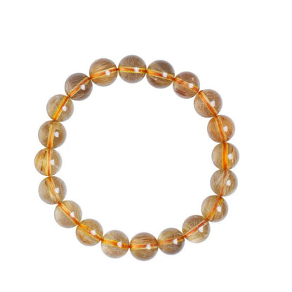 Natural Ice Gold Rutilated Quartz Bead Bracelet – Healing Crystal Jewelry for Women｜KwangYin