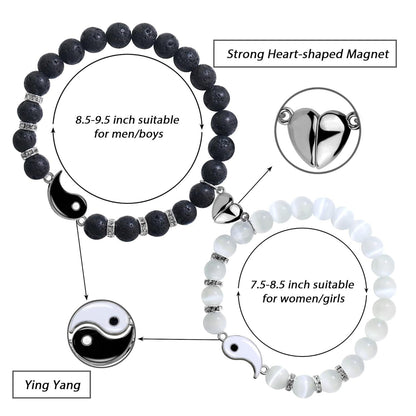 Magnetic Couple Bracelets for Valentine’s Day – Matching Couple Bracelets for Boyfriend Girlfriend, Yin Yang Long Distance Relationship Bracelet | KwangYin