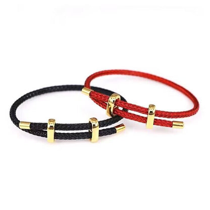 Stainless Steel Braided Red Thread Bracelet – Adjustable Unisex Charm Bracelet for Women & Men | KwangYin